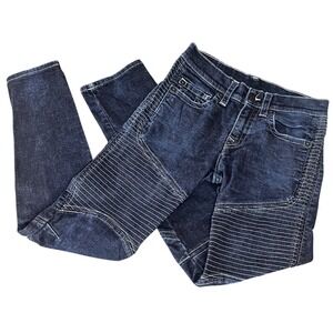 True Religion Moto Slim Dark Wash Denim Jeans Men Size 32 x 33 Y2K